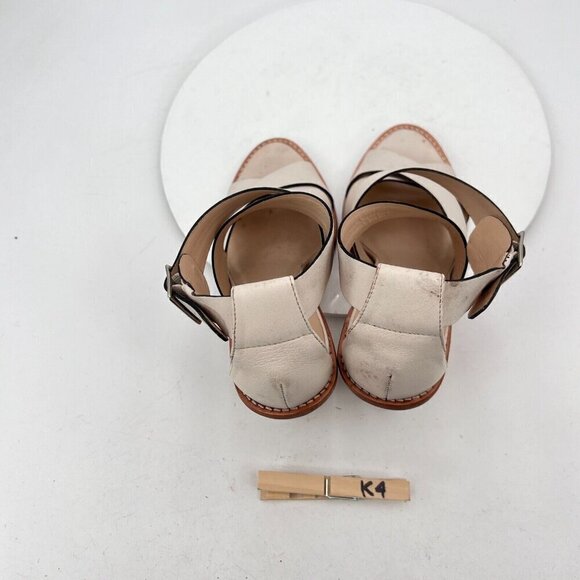 Loeffler Randall Women Size 10B Cream Beige Leather Peep Toe Buckle Heel Sandal - Picture 14 of 16